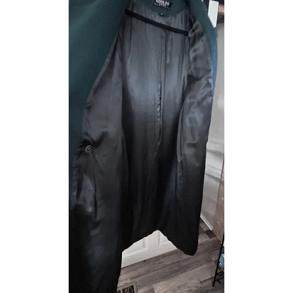 Aldopho Classics Women Sz 12 Overcoat 100% Wool Emerald Green Quiet Luxury Long - Picture 6 of 12